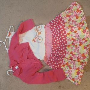 Gymboree white tank with matching maxi skirt and pink sweater size L girls